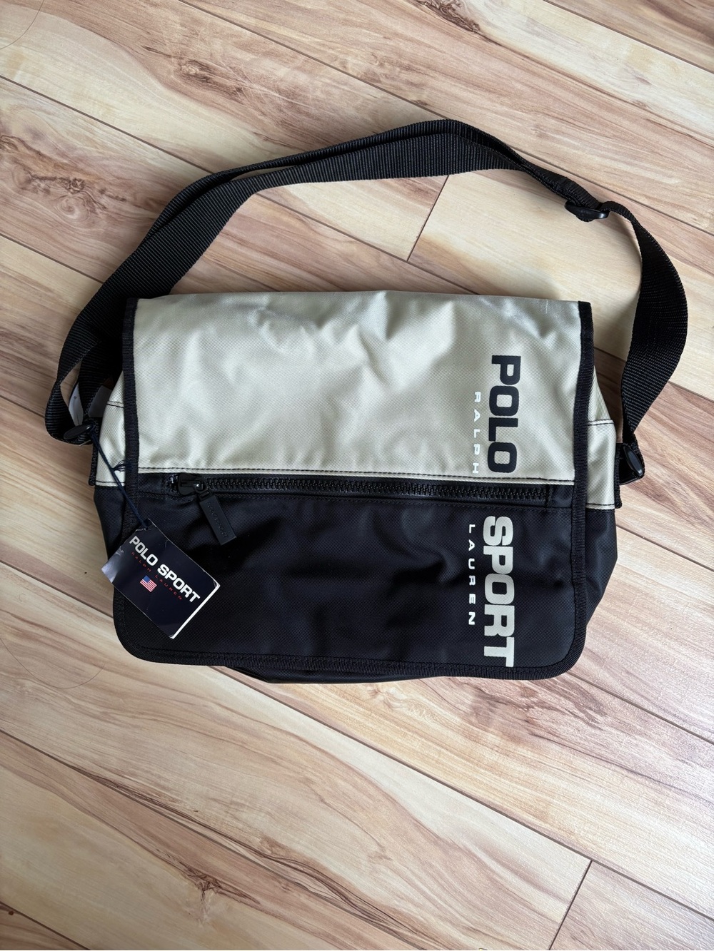 Polo Sport Vintage Black and Gray Crossbody Messenger Bag - NWT